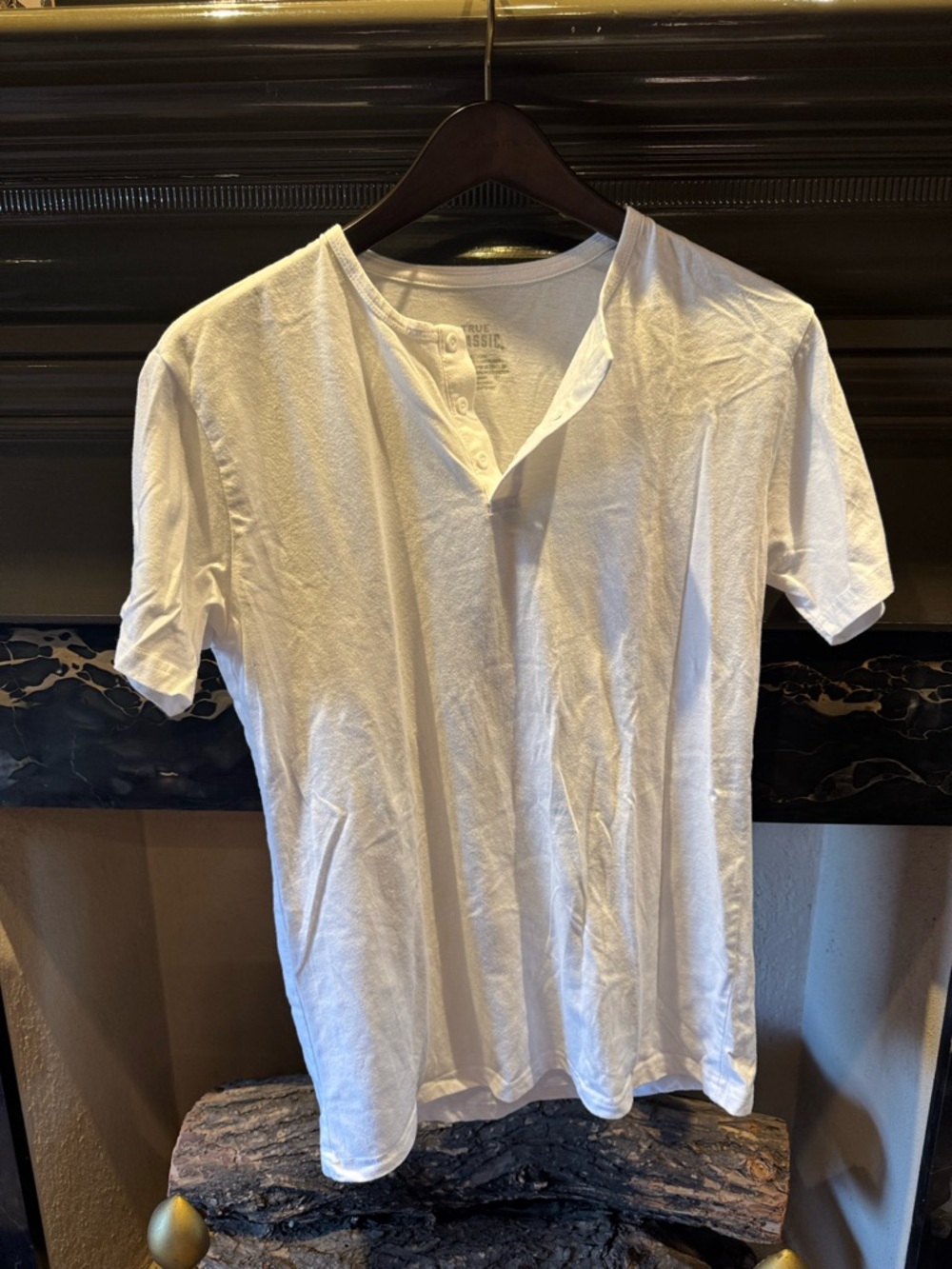 White Short-Sleeve Henley Tee